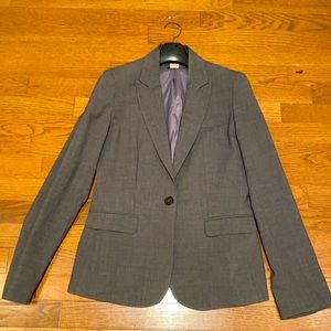 J. CREW - WOMENS GRAY WOOL ONE-BUTTON SUIT (JACKET & PANTS) - EXC